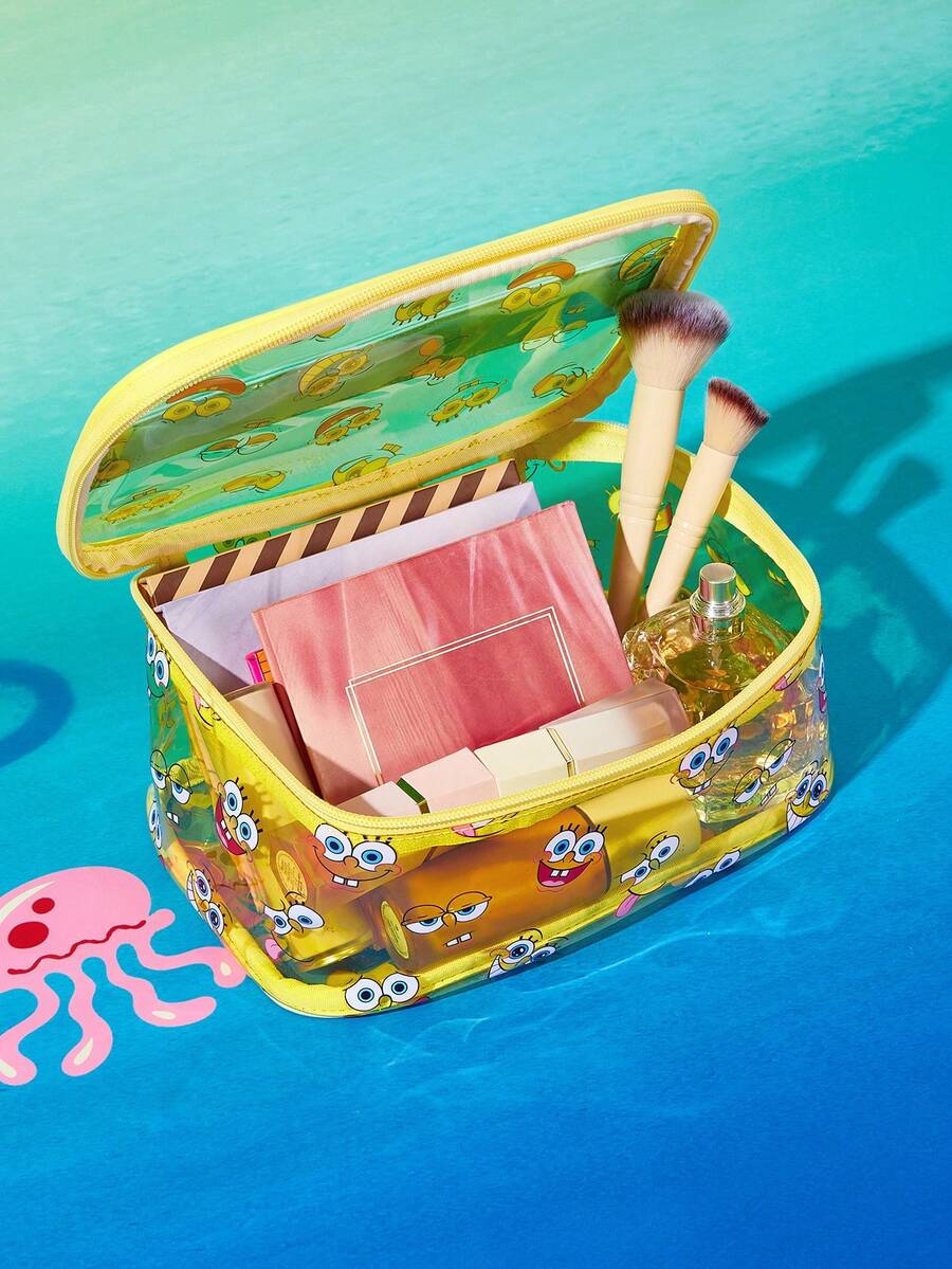 SpongeBob SquarePants  lagana PVC torbica za šminku sa printom crtanog lika i šljokicama