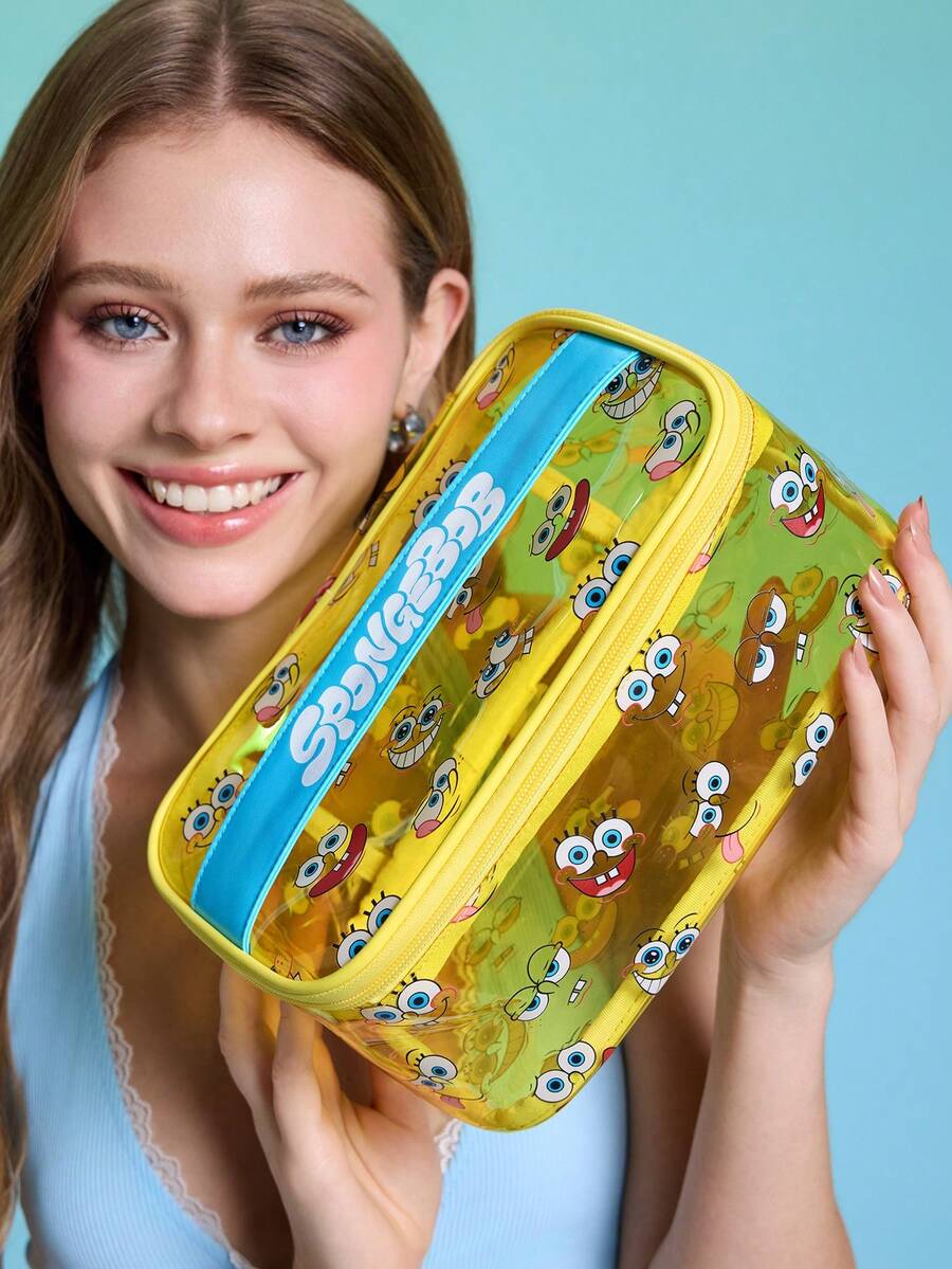 SpongeBob SquarePants  lagana PVC torbica za šminku sa printom crtanog lika i šljokicama