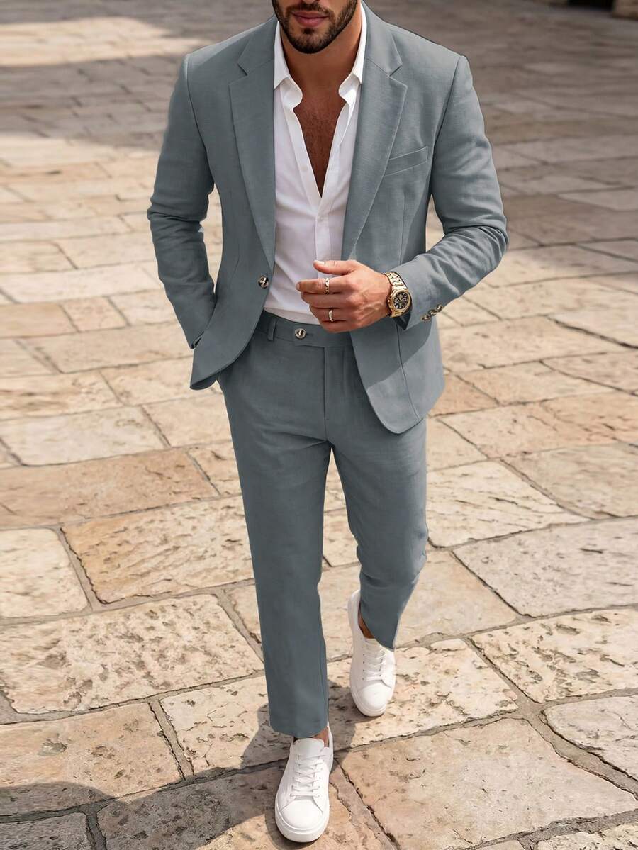 Muški formalni komolet od dva dela sa sako i pantalonama u jednoj boji, slim fit