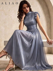Elegantna modna vintage duga haljina za žene