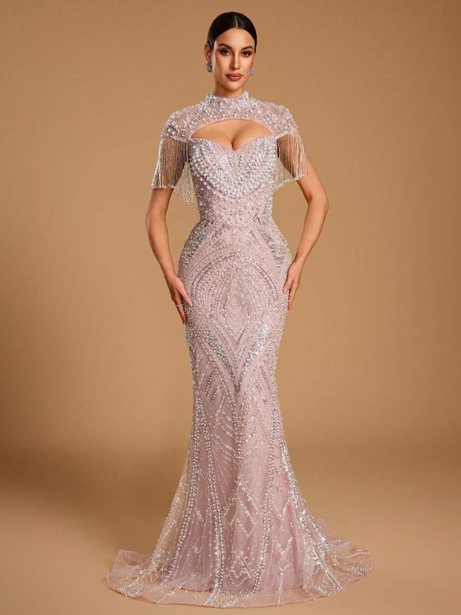Elegantna duga ženska haljina kroja sirena, sa srcastim izrezom