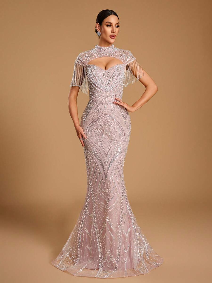 Elegantna duga ženska haljina kroja sirena, sa srcastim izrezom
