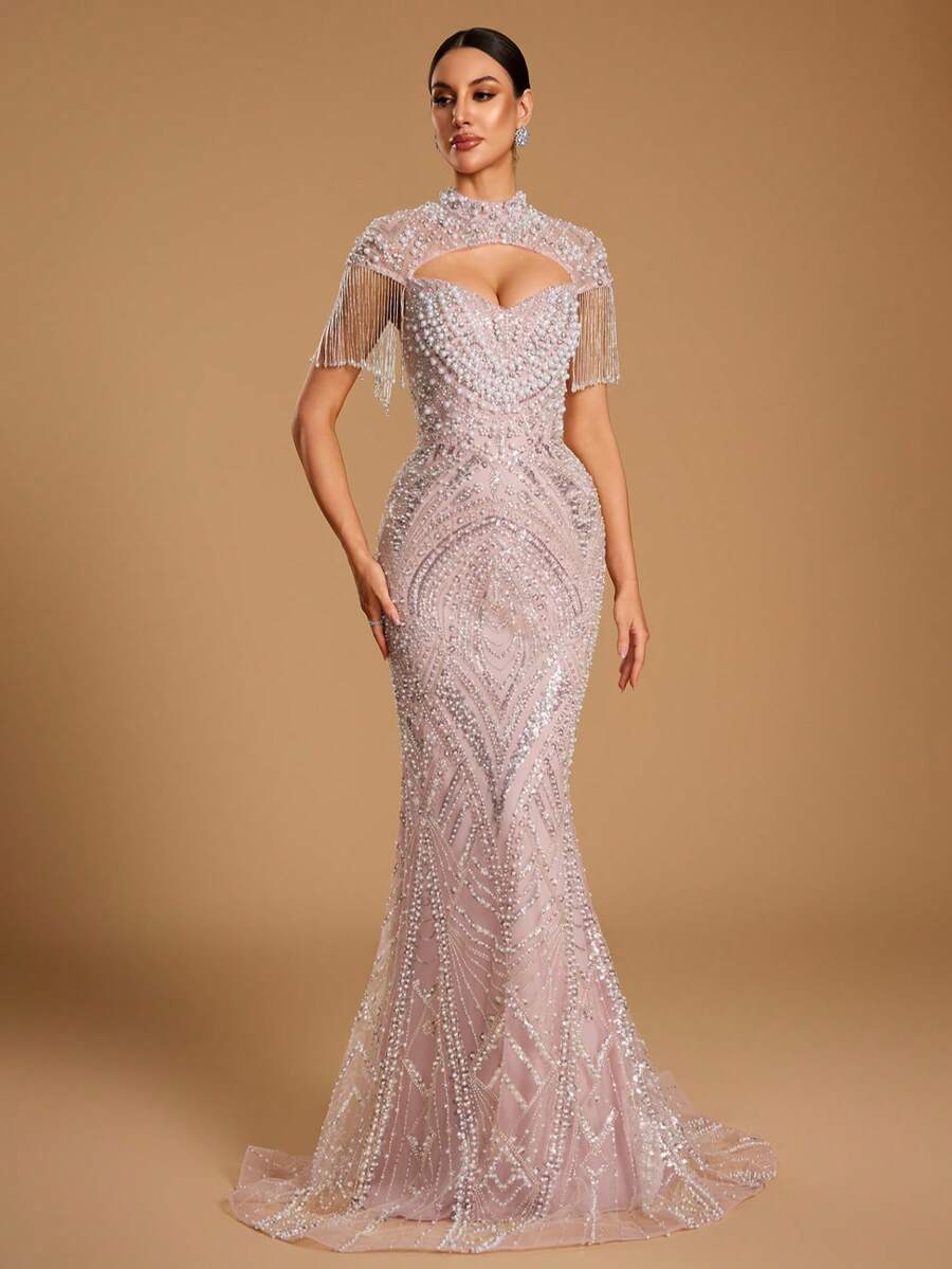 Elegantna duga ženska haljina kroja sirena, sa srcastim izrezom