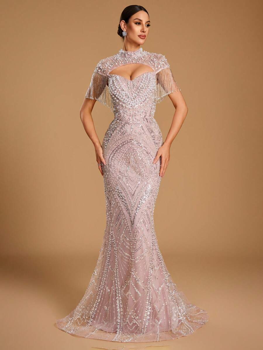 Elegantna duga ženska haljina kroja sirena, sa srcastim izrezom