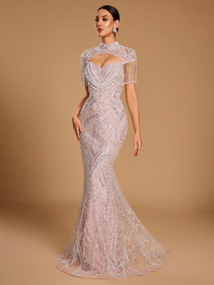 Elegantna duga ženska haljina kroja sirena, sa srcastim izrezom