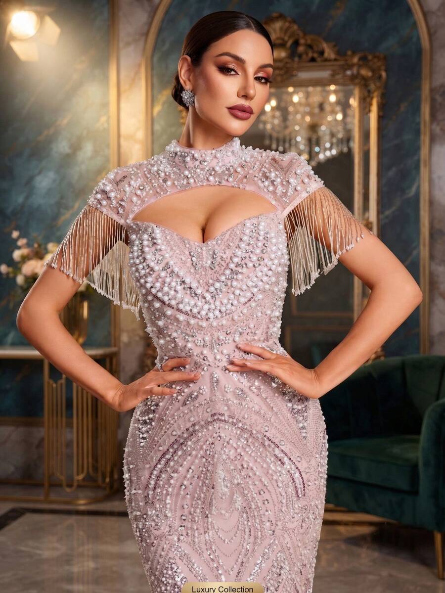 Elegantna duga ženska haljina kroja sirena, sa srcastim izrezom