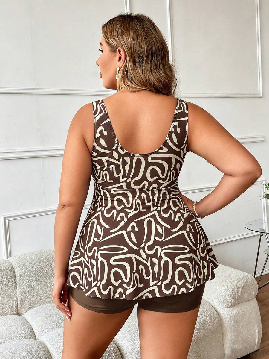 Plus size tankini top sa nabranim strukom na vezivanje