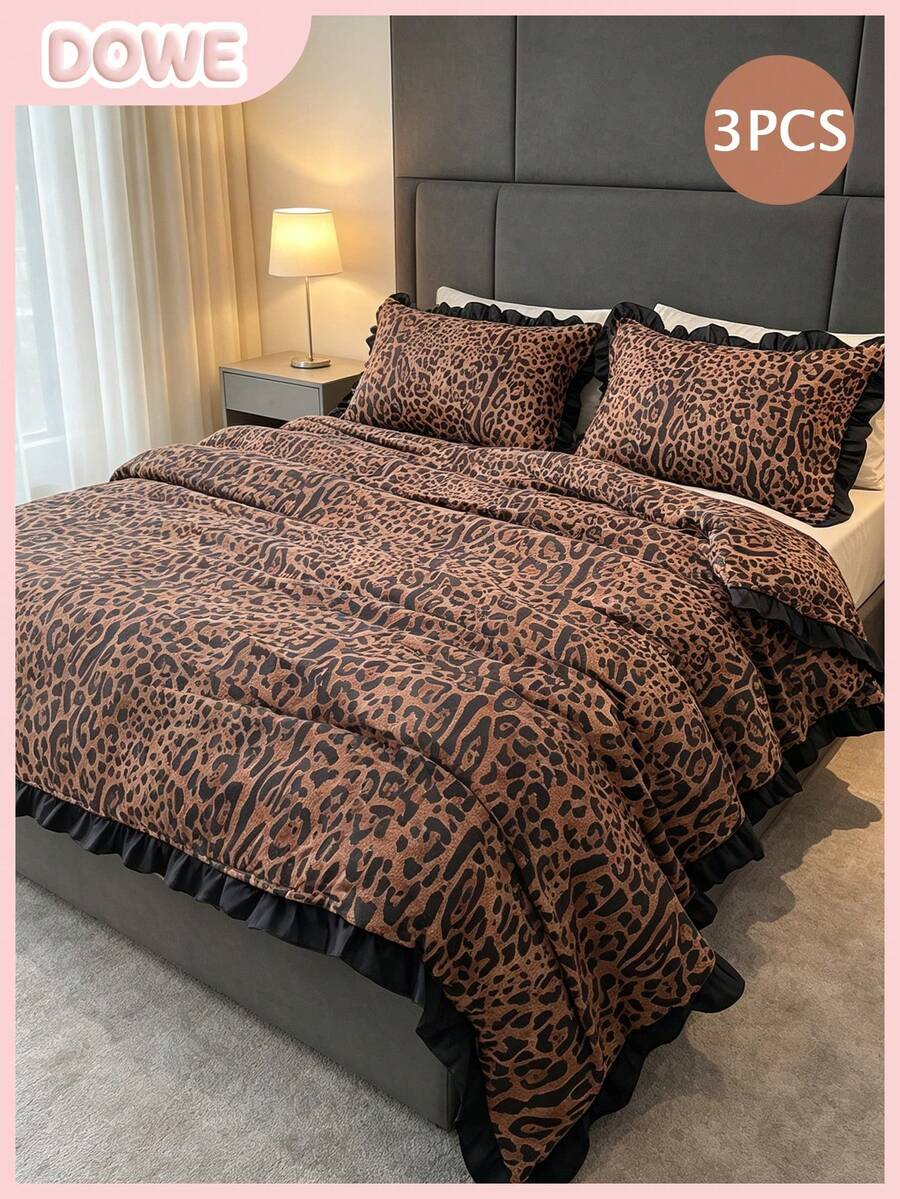 Mekana, lagana i prozračna posteljina sa leopard printom i čipkom