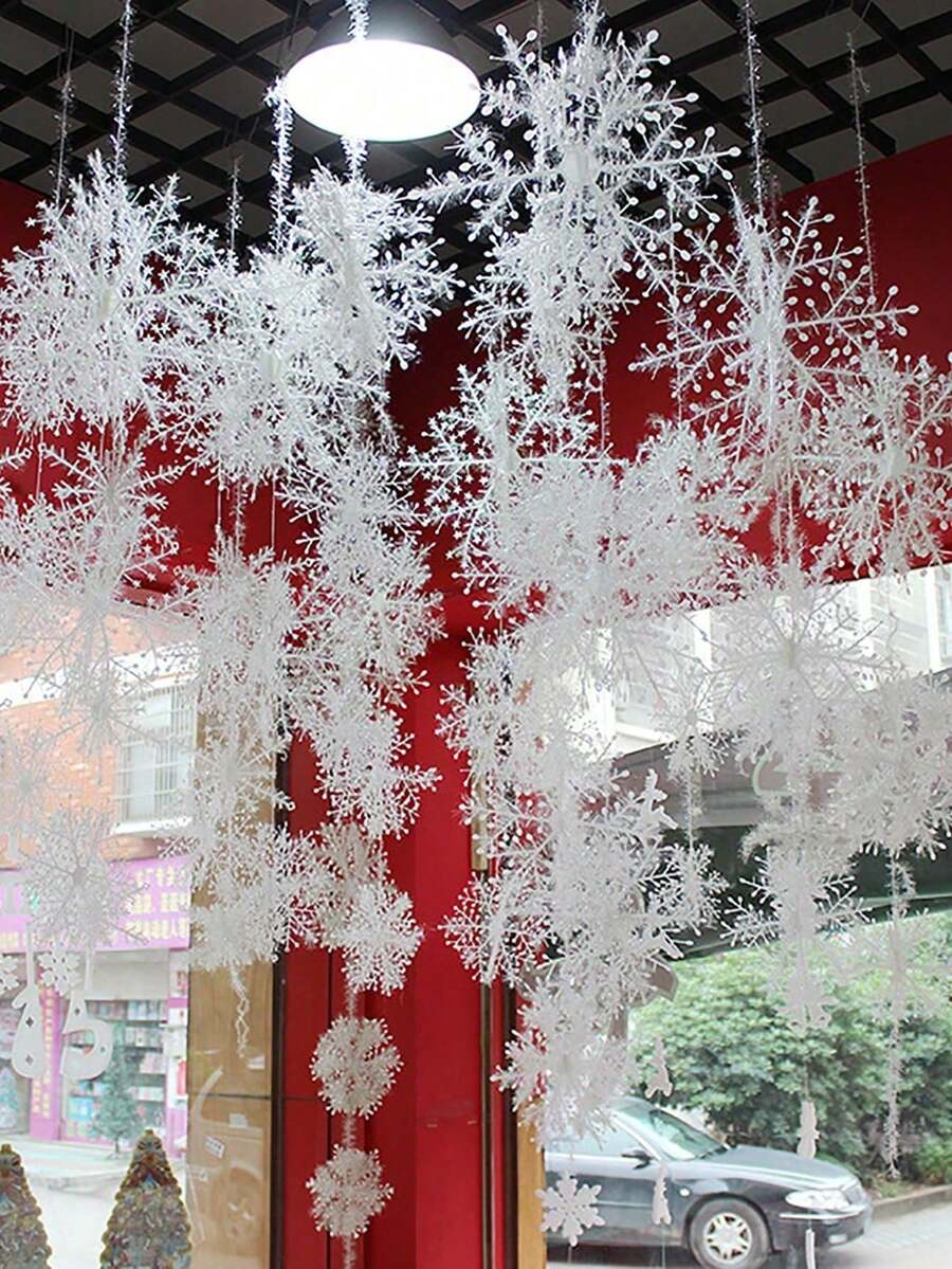 50 kom klasičnih božićnih ukrasa, okrugle plastične viseće ukrase od 4 cm za jelku