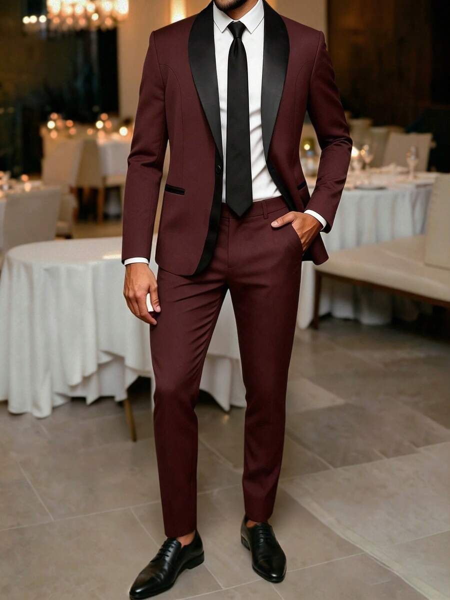 Muško odelo od 2 dela sa jednim dugmetom, slim fit, formalno