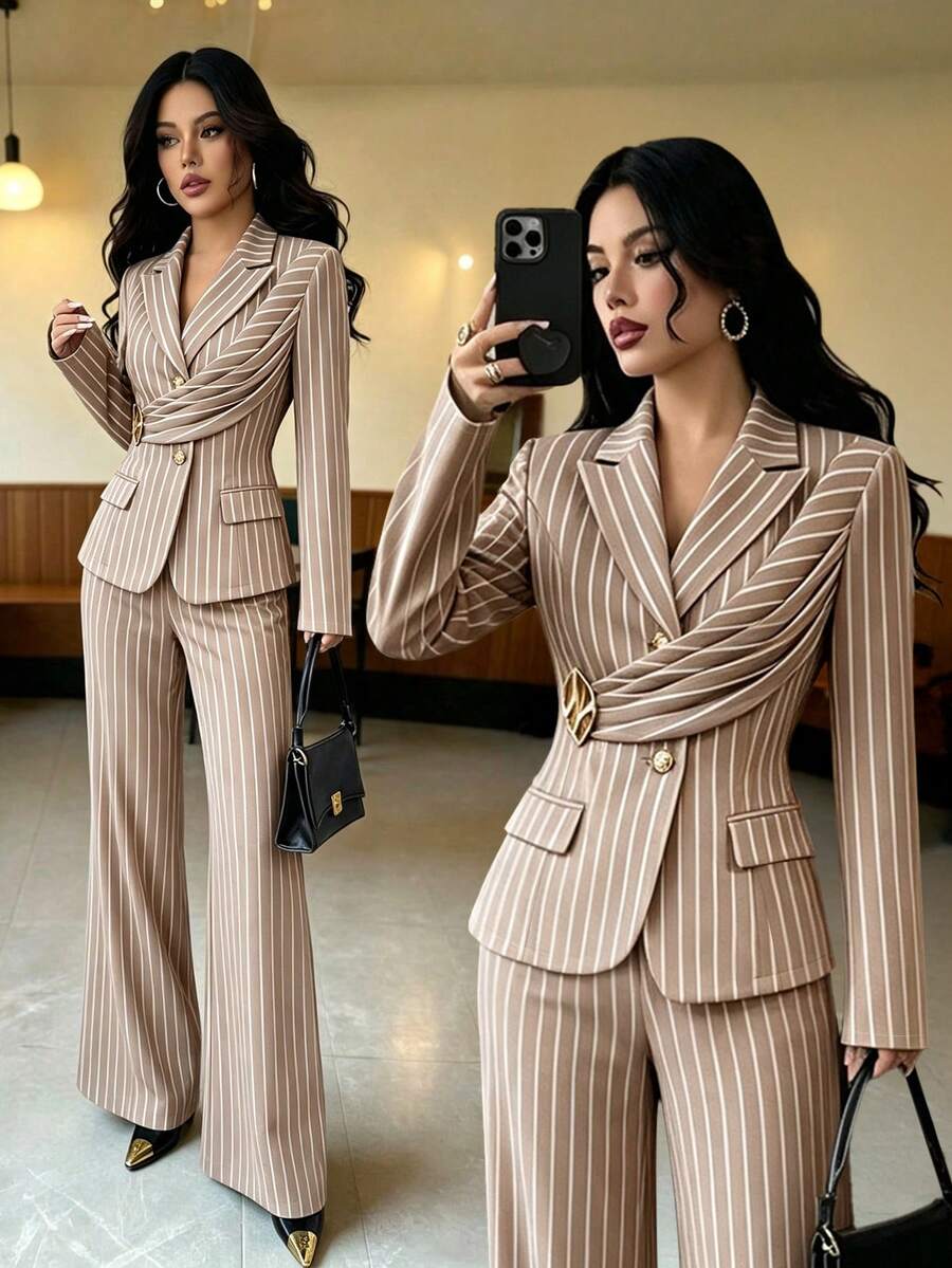 Elegantni ženski set od 2 komada za proleće, šik pantalone