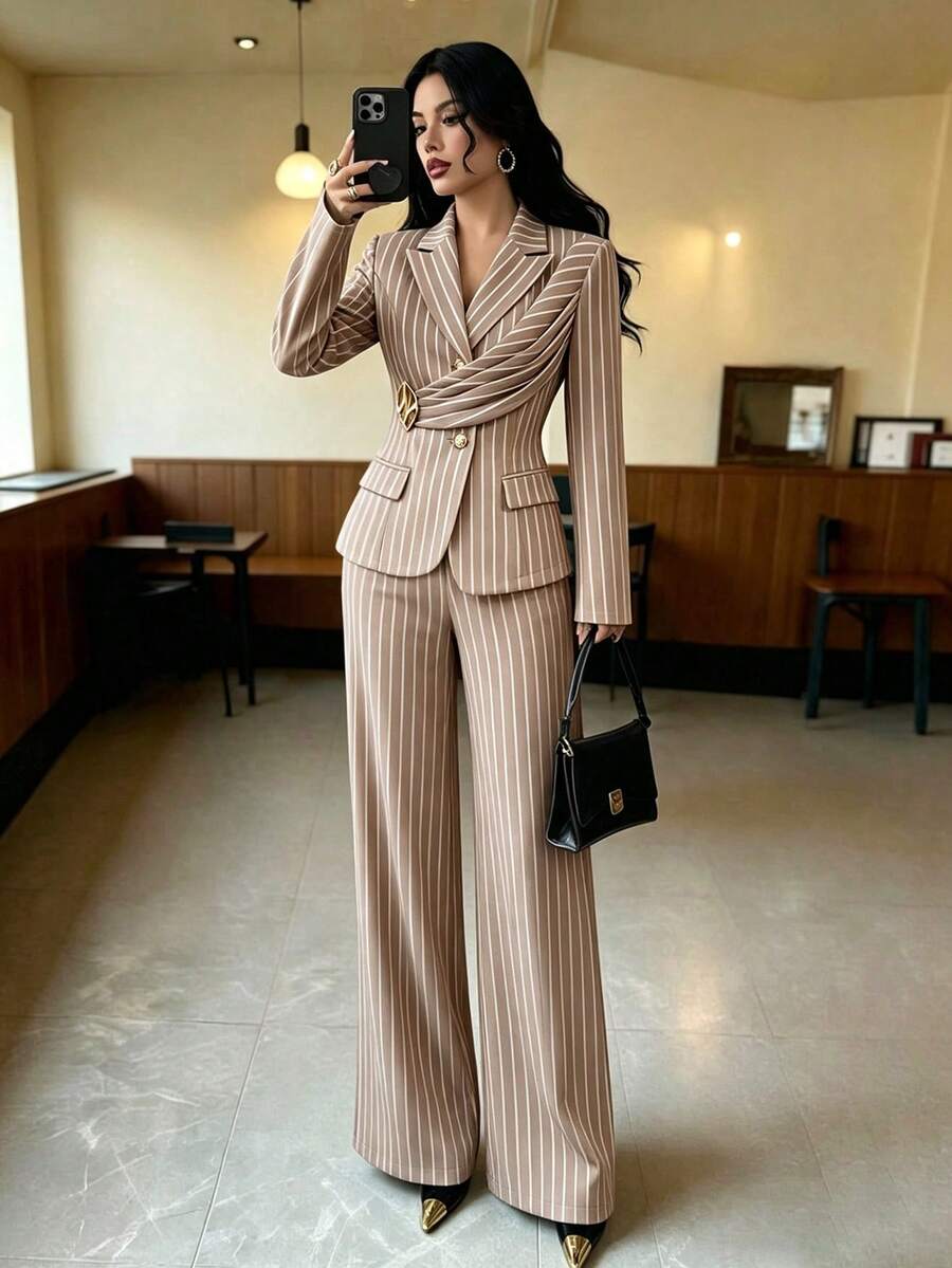 Elegantni ženski set od 2 komada za proleće, šik pantalone