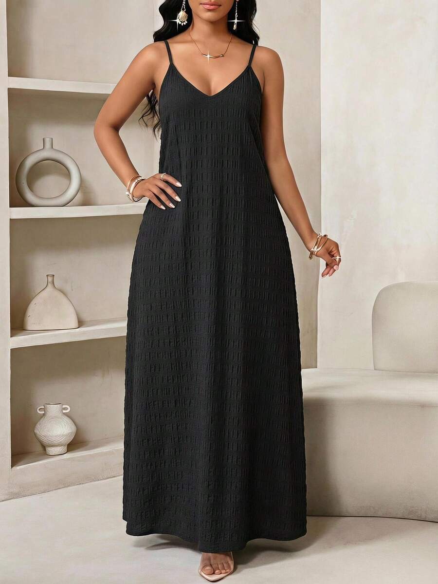 Lady Haljina sa tankim kaiš-bretelama i printom sa šljokicama, plus size