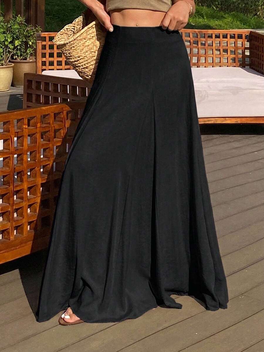 Ženska duga suknja u kišobran kroju, široka, jednobojna, elegantna