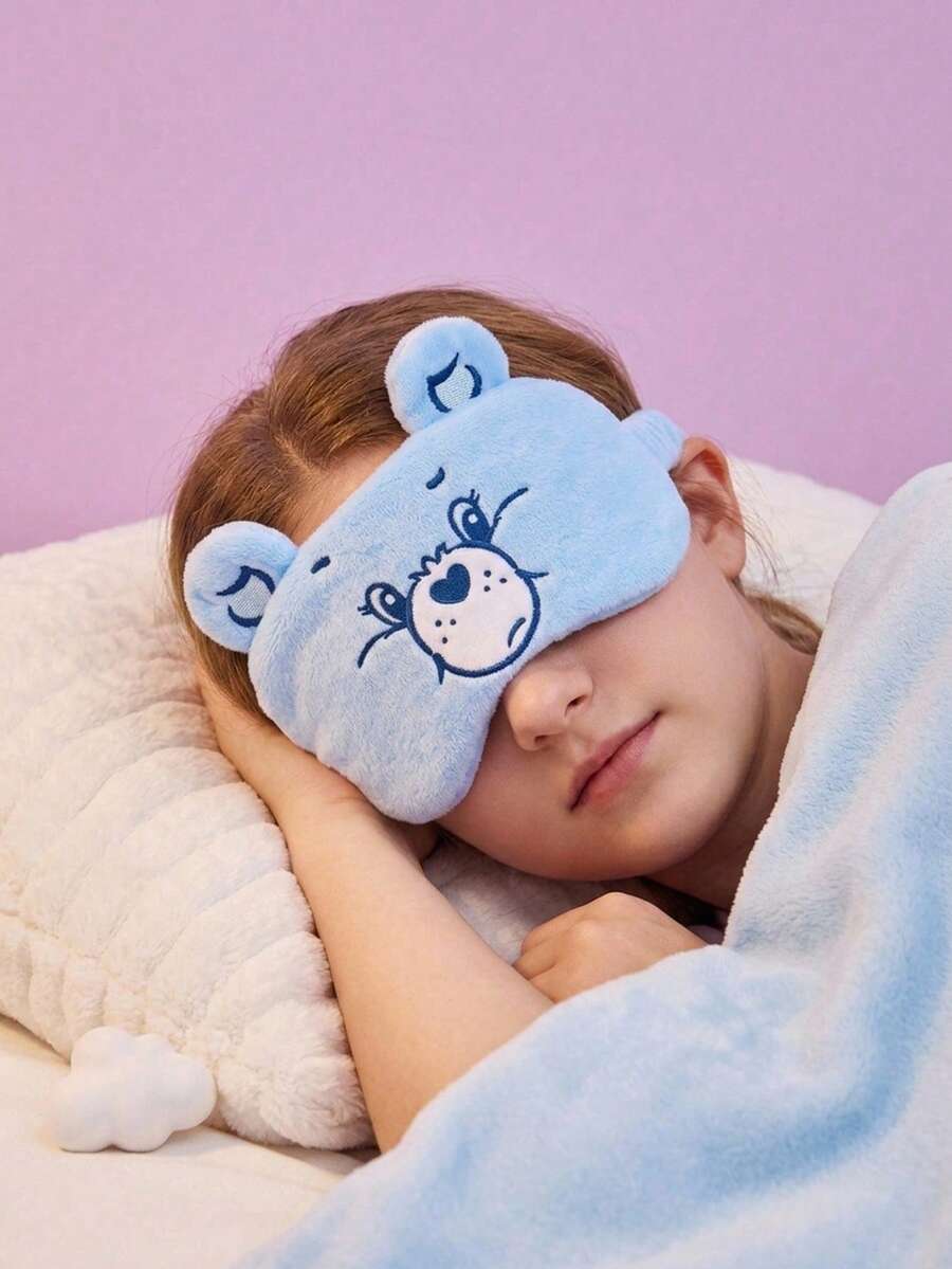 Care Bears slatka maska za spavanje sa vezenim medvedom, mekana, za blokiranje svetlosti