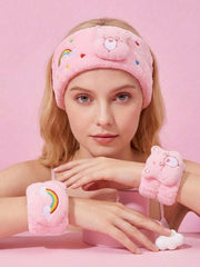 Care Bears 1 set roze plišana traka za kosu i traka za zglob sa crtanim medvedom