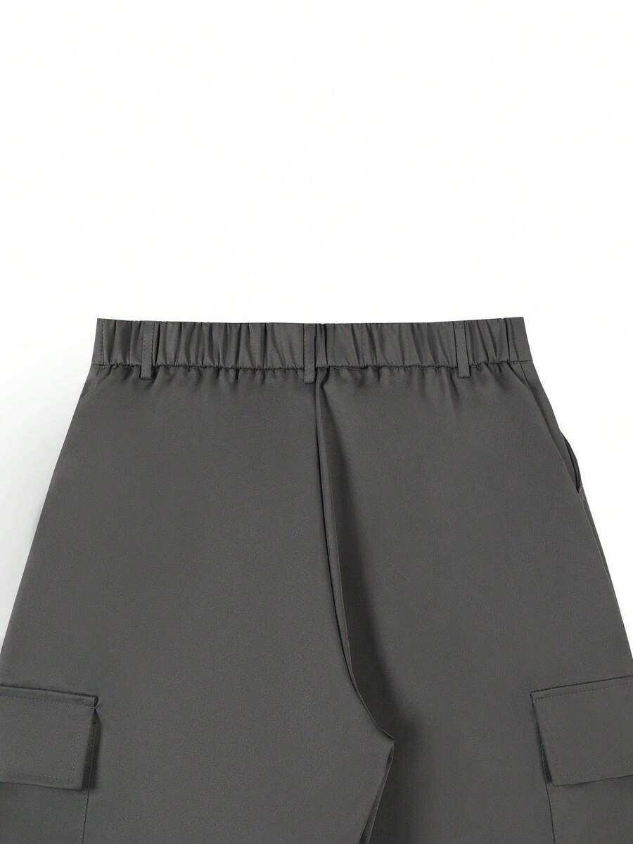Muške ležerne pantalone ravnih nogavica jednobojne sa perticom u struku i džepovima