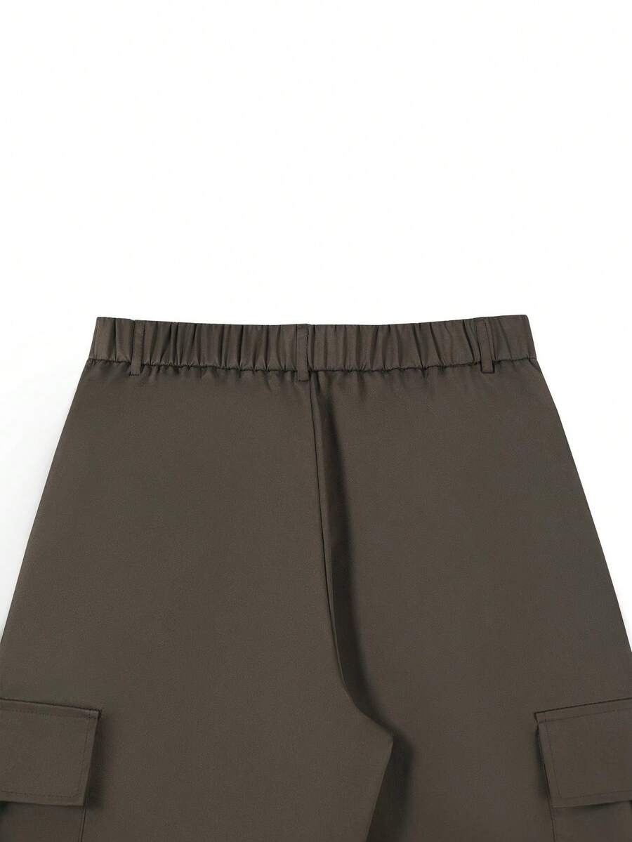 Muške ležerne pantalone ravnih nogavica jednobojne sa perticom u struku i džepovima