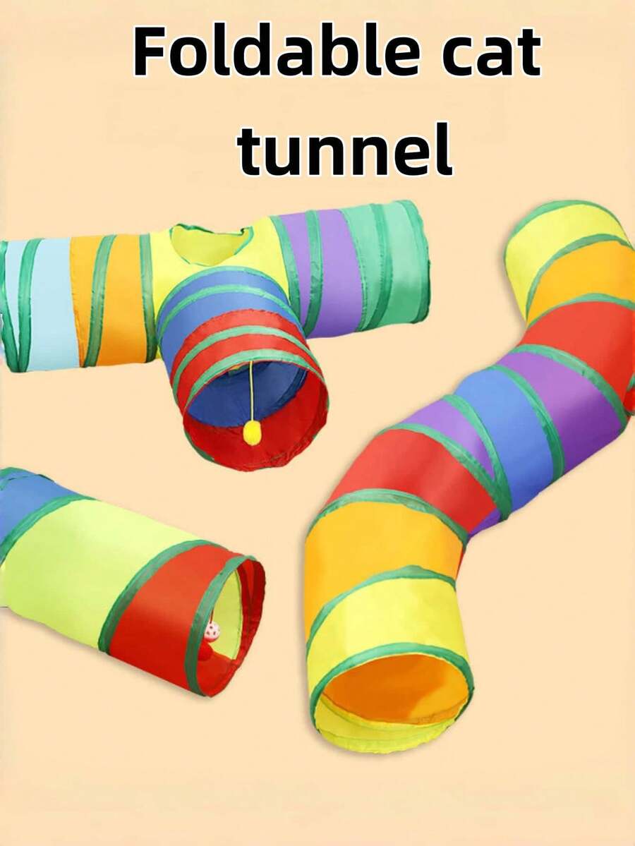 Dugačak sklopivi tunel za mačke u duginim bojama