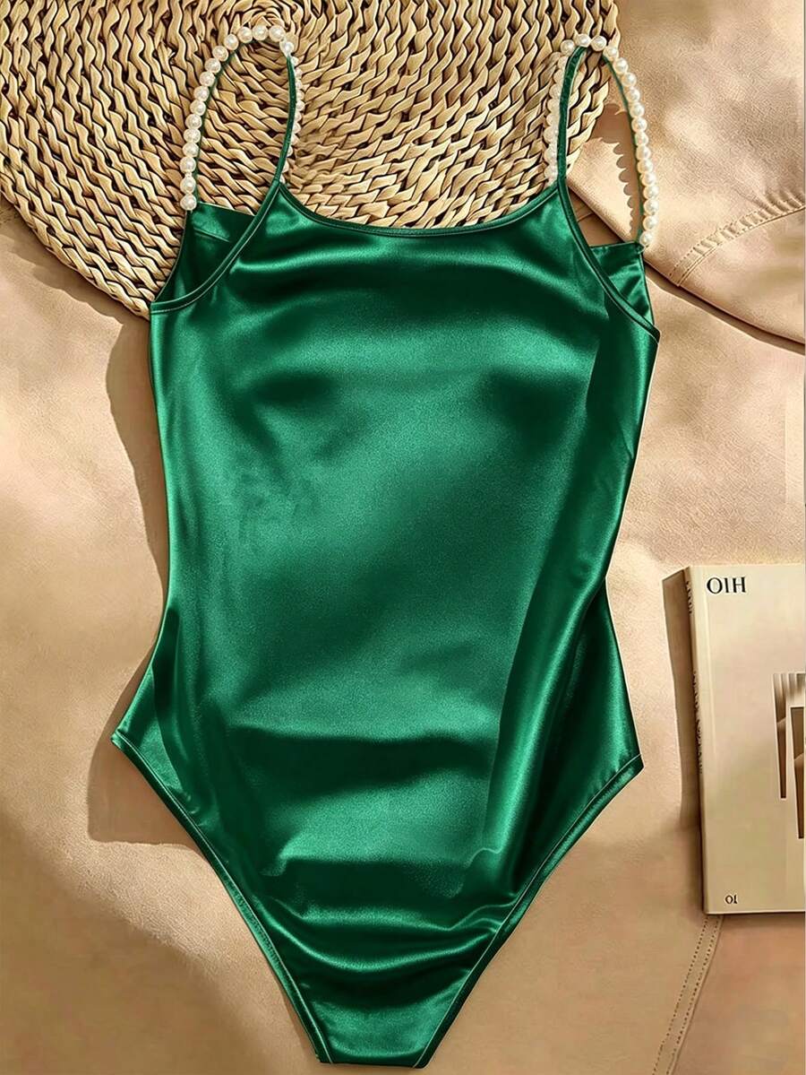 Ženski elegantni bodi sa dekoracijom od veštačkih bisera