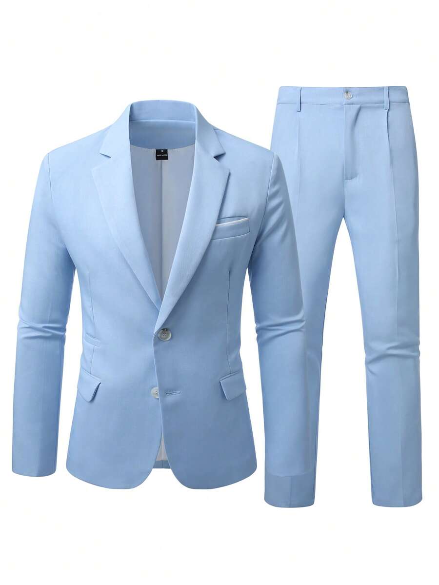 Muški poslovno-ležerni komplet  sa dugim rukavima, sako na kopčanje i ležerne pantalone sa džepovima