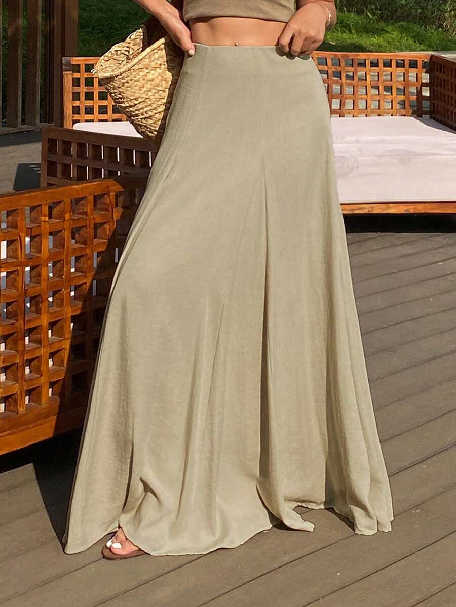 Ženska duga suknja u kišobran kroju, široka, jednobojna, elegantna