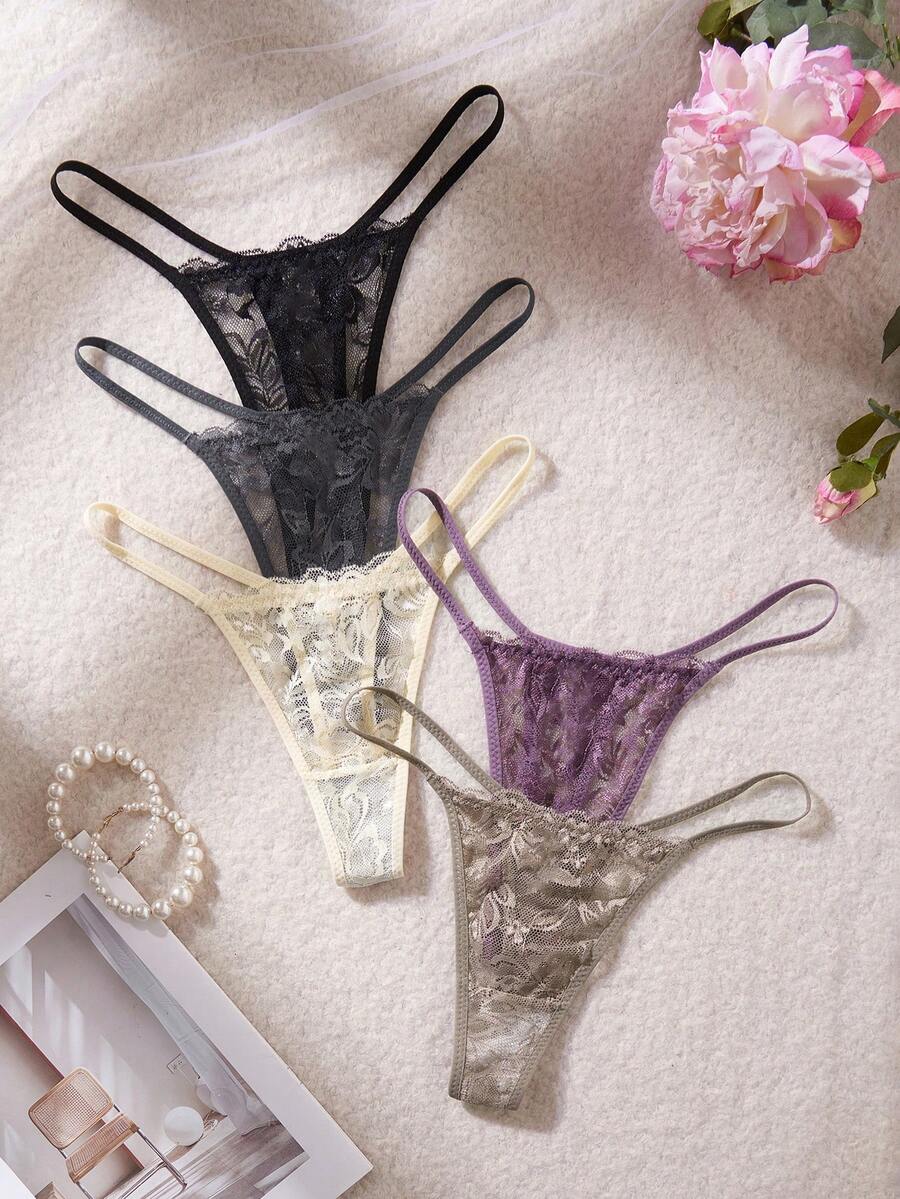 5 kom/pakovanje seksi ženske gaćice G-string od čipke, prozračne i udobne