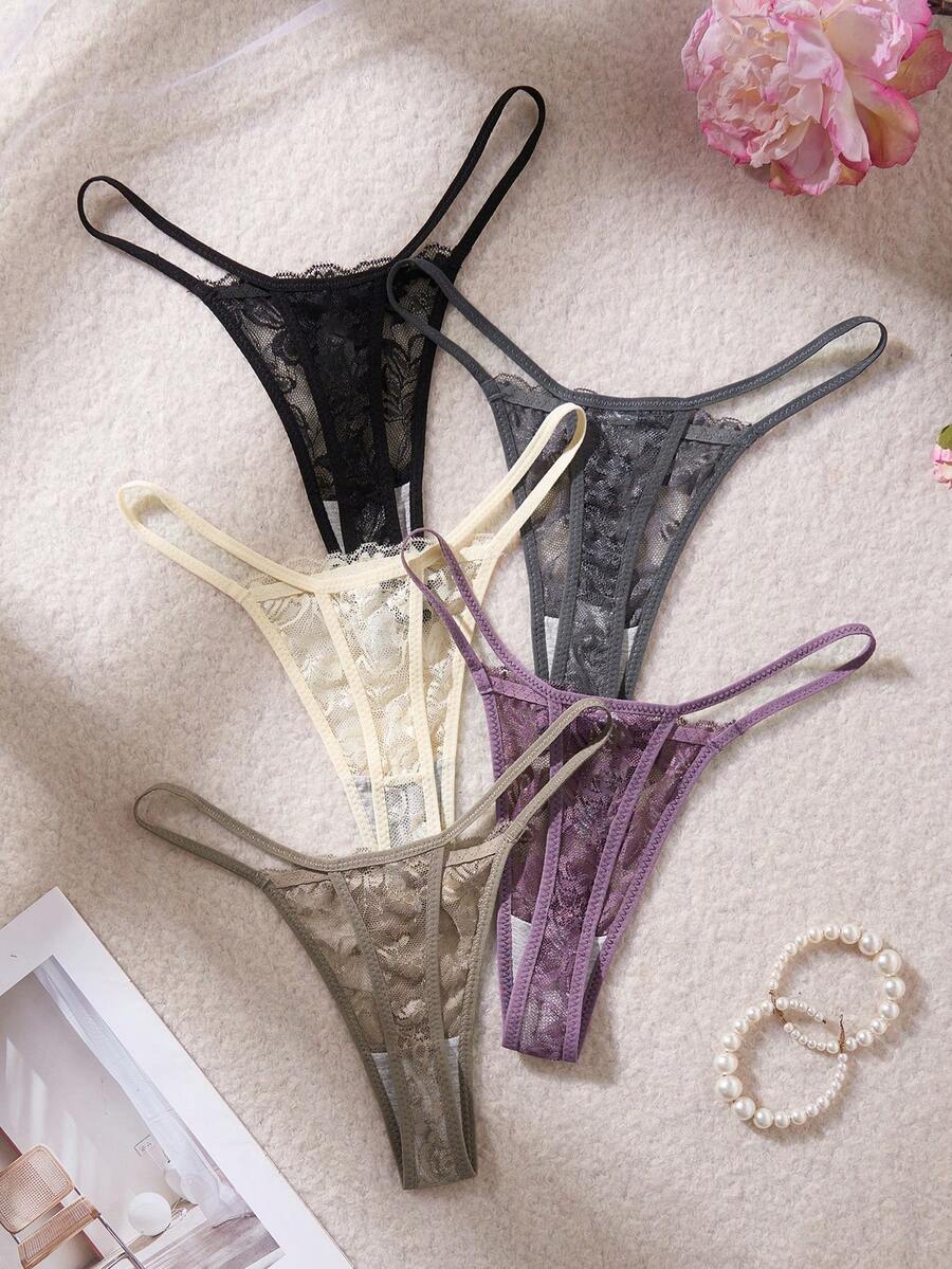 5 kom/pakovanje seksi ženske gaćice G-string od čipke, prozračne i udobne