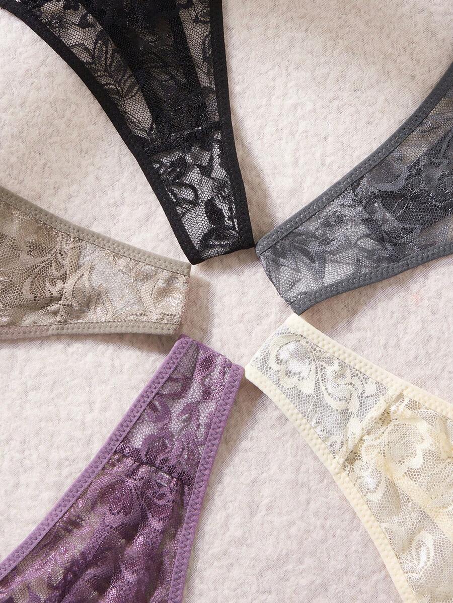 5 kom/pakovanje seksi ženske gaćice G-string od čipke, prozračne i udobne