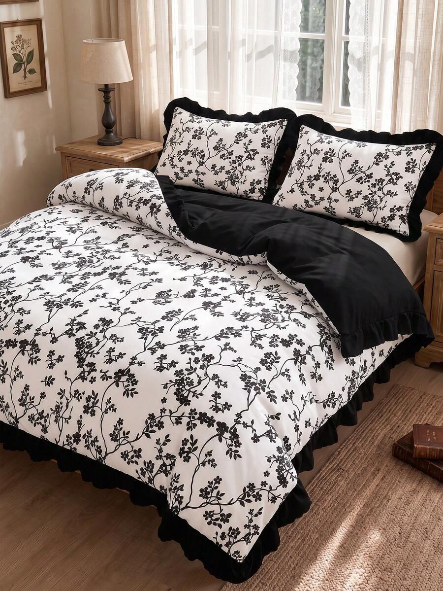 Set za prekrivač od satena sa karnerom