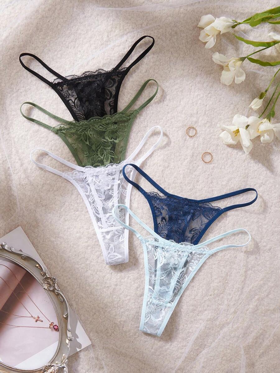 5 kom/pakovanje seksi ženske gaćice G-string od čipke, prozračne i udobne