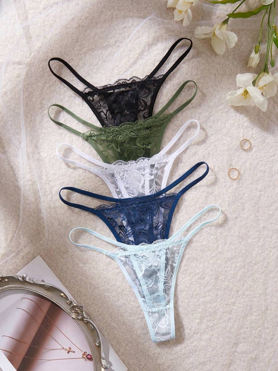 5 kom/pakovanje seksi ženske gaćice G-string od čipke, prozračne i udobne