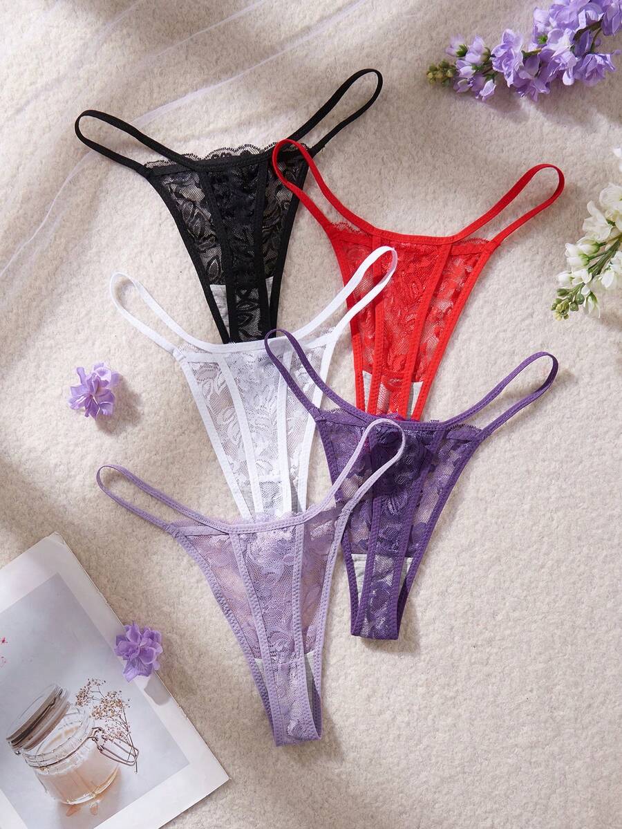 5 kom/pakovanje seksi ženske gaćice G-string od čipke, prozračne i udobne