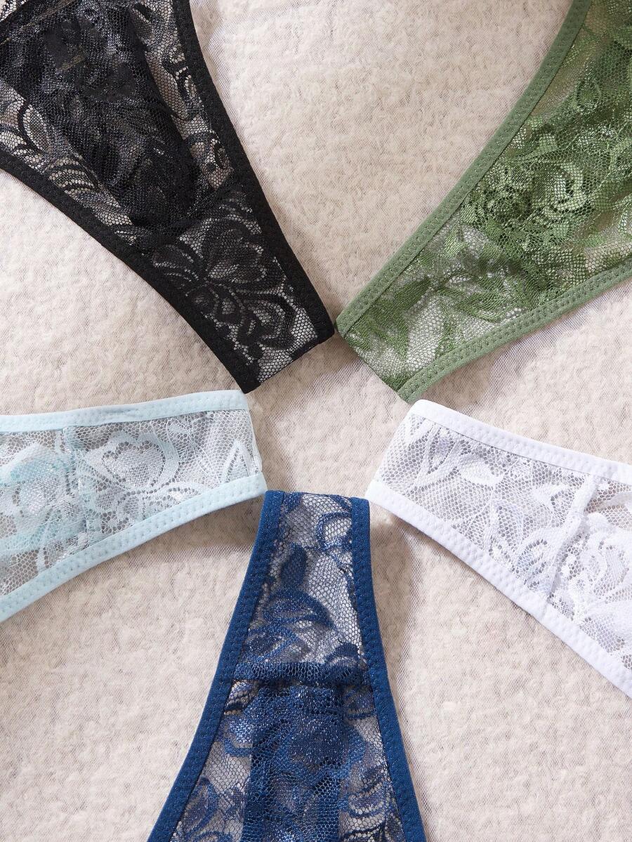 5 kom/pakovanje seksi ženske gaćice G-string od čipke, prozračne i udobne