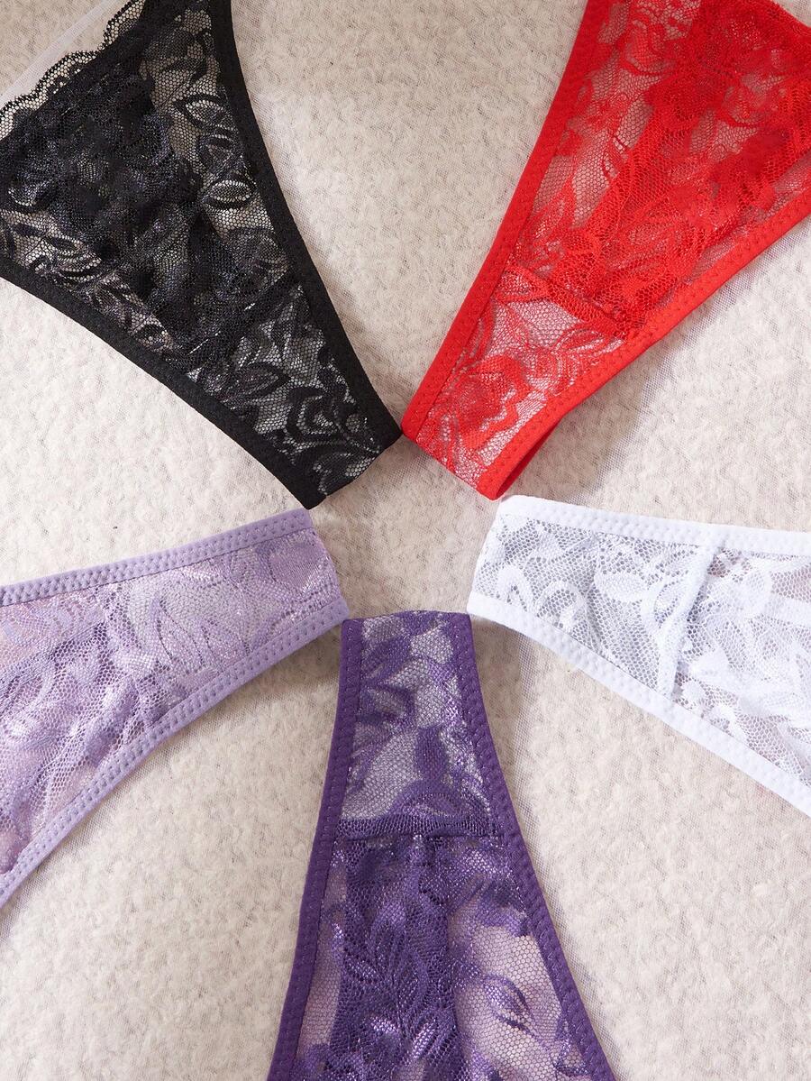 5 kom/pakovanje seksi ženske gaćice G-string od čipke, prozračne i udobne
