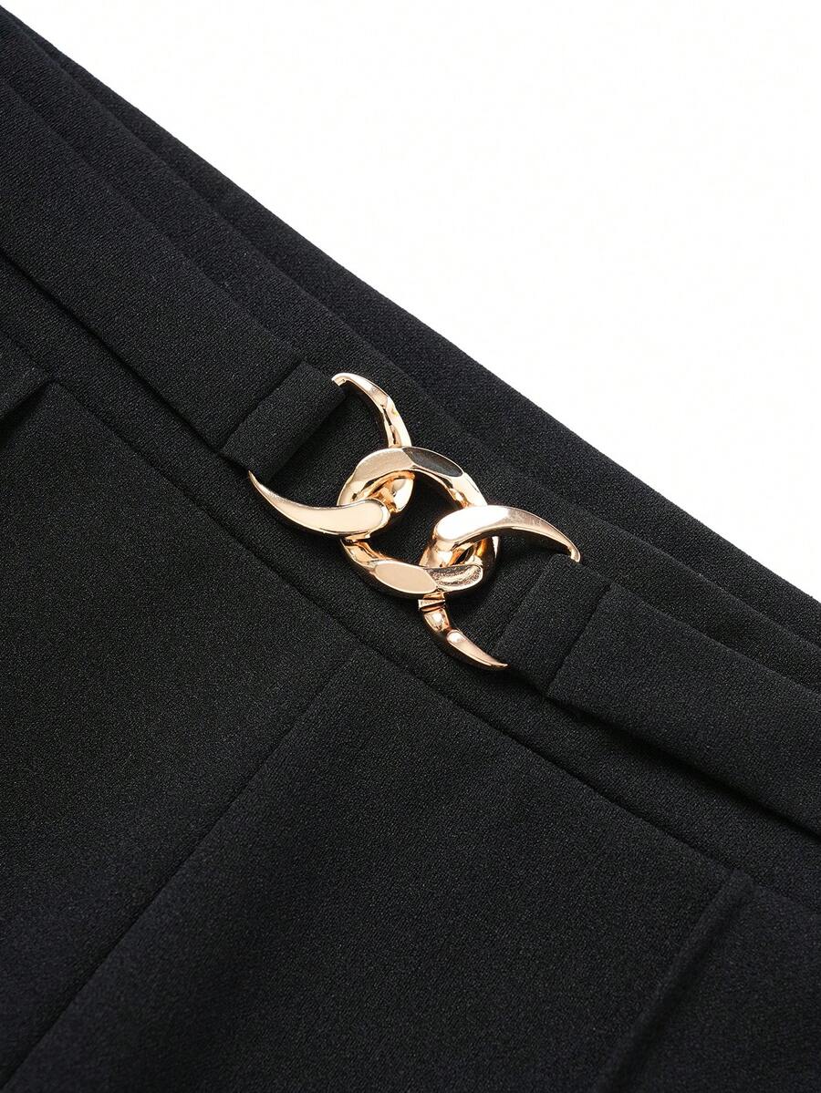 Ženske jednobojne pantalone sa visokim strukom