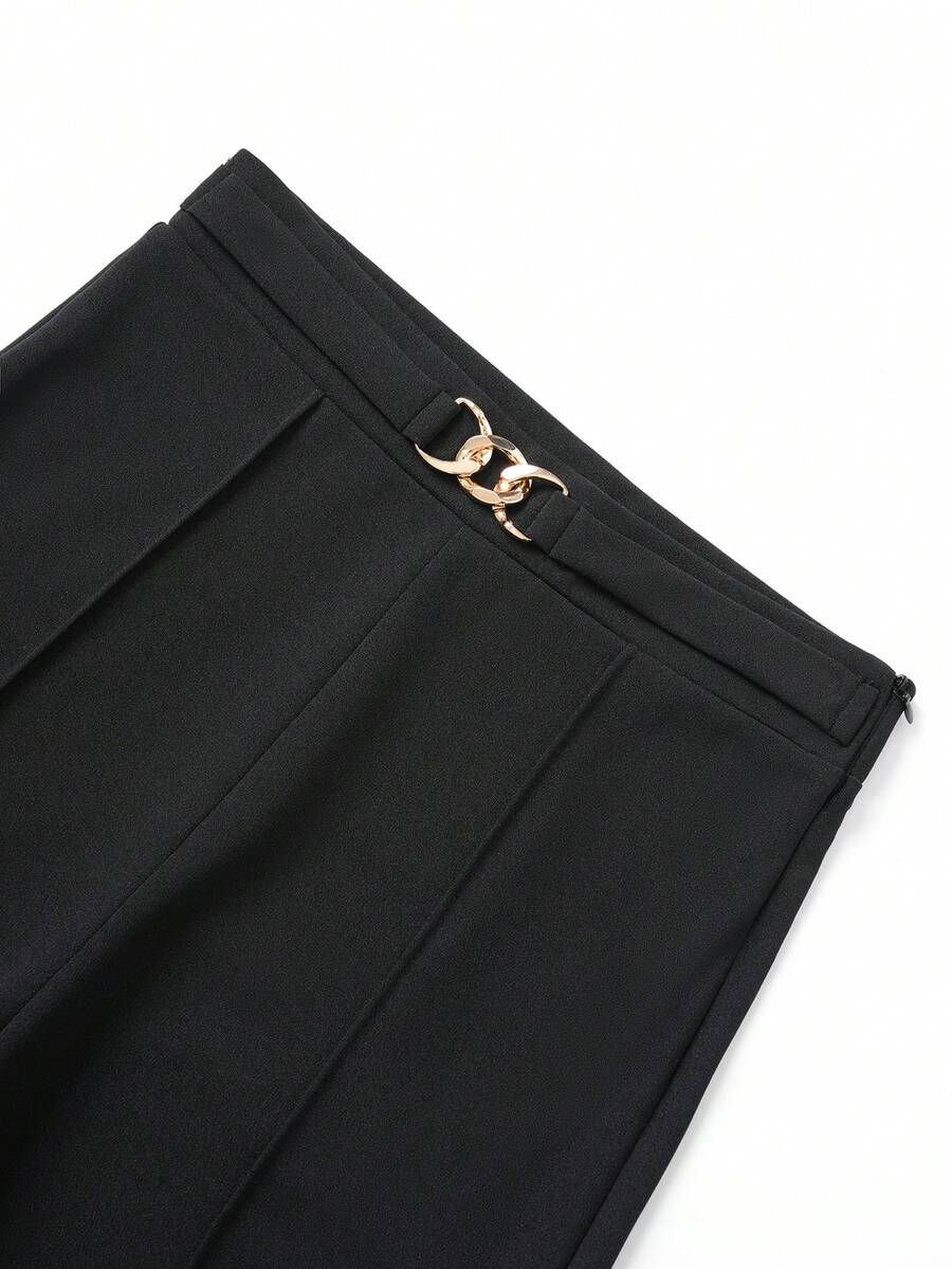Ženske jednobojne pantalone sa visokim strukom