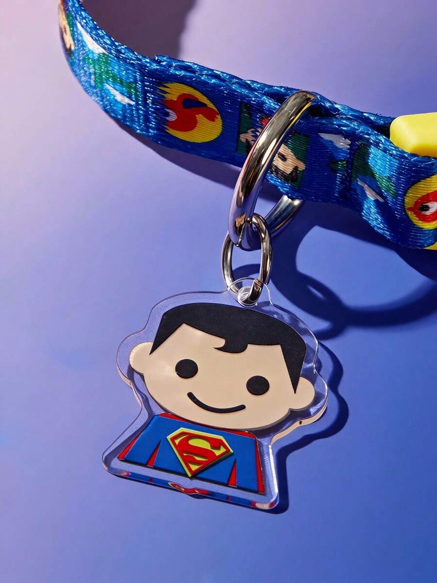 SUPERMAN štampana ogrlica za pse , izdržljiva, crveno-plavo-žuta, sa kopčom, podesiva i udobna, za male i srednje pse