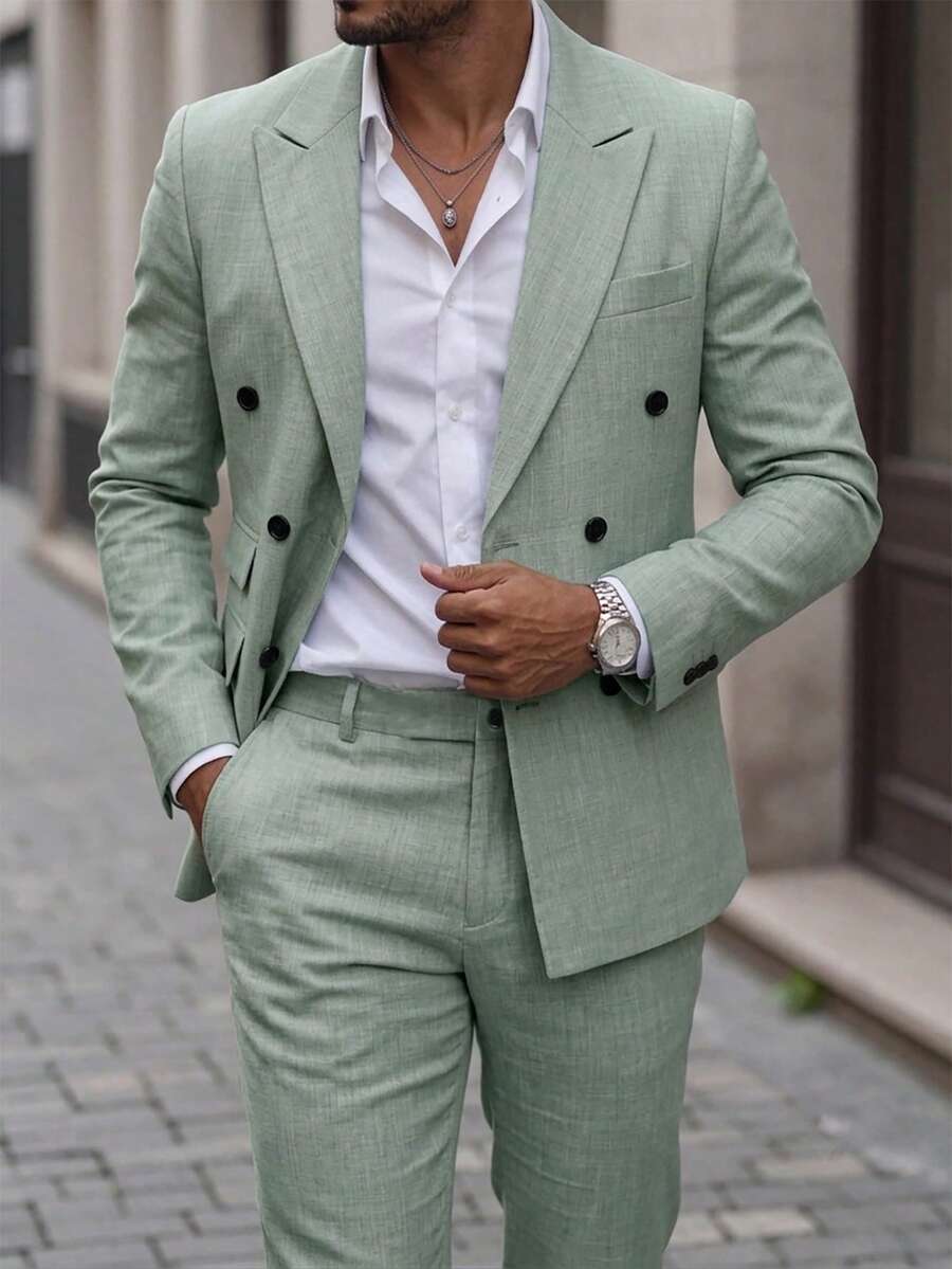 Muški set sako sa prugastim printom  i pantalona za odelo