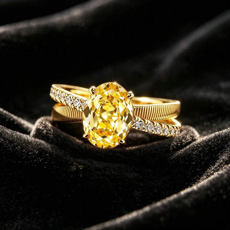 Ženski prsten u vintage palata stilu, vertikalno brušen, pozlaćen 18K zlatom