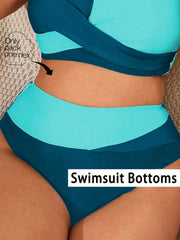 Ženske plus size višebojne patchwork donje gaćice za bikini visokog struka