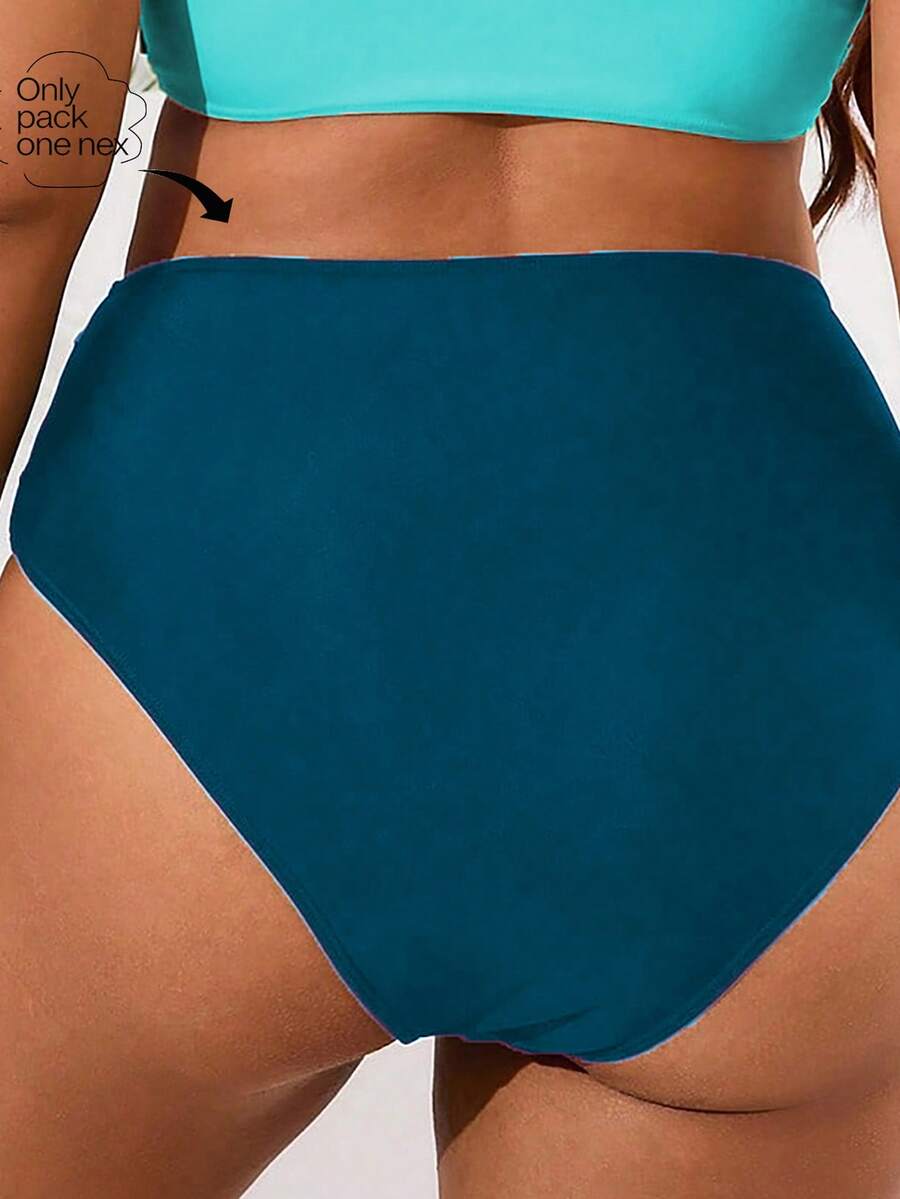Ženske plus size višebojne patchwork donje gaćice za bikini visokog struka