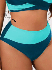 Ženske plus size višebojne patchwork donje gaćice za bikini visokog struka