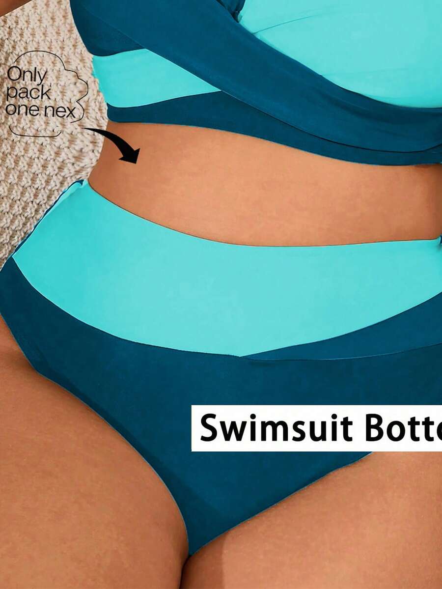 Ženske plus size višebojne patchwork donje gaćice za bikini visokog struka