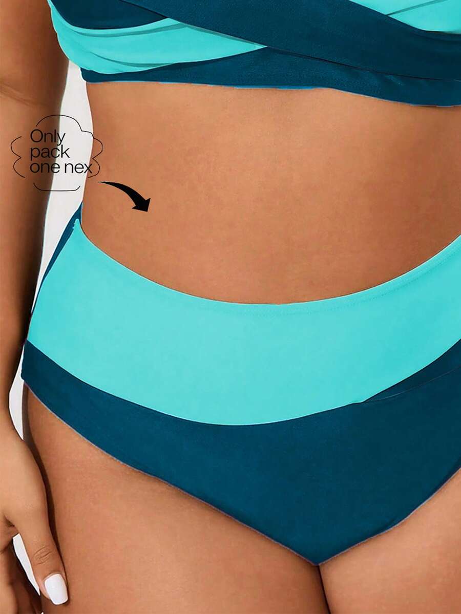 Ženske plus size višebojne patchwork donje gaćice za bikini visokog struka
