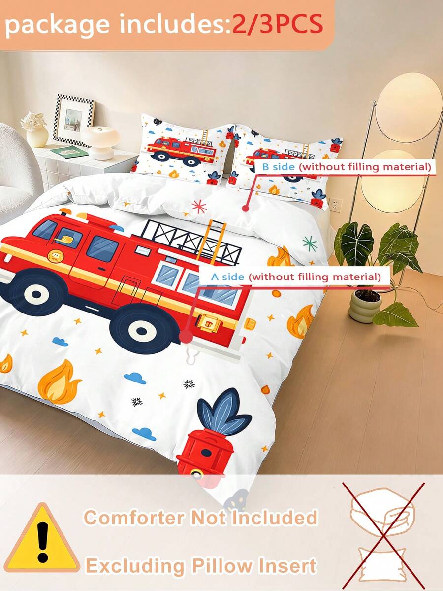 Set za posteljinu sa jorganom  plavi print Monster Truck