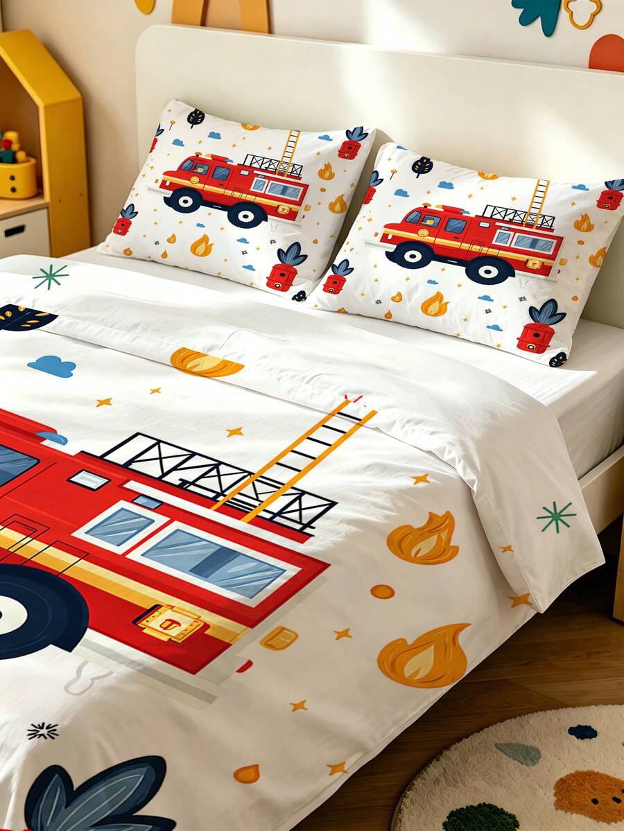 Set za posteljinu sa jorganom  plavi print Monster Truck