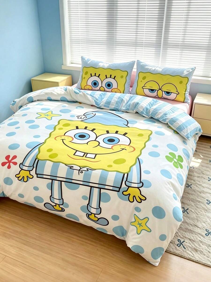 SpongeBob SquarePants Set posteljine od 3 komada, mekan i topao brušeni materijal