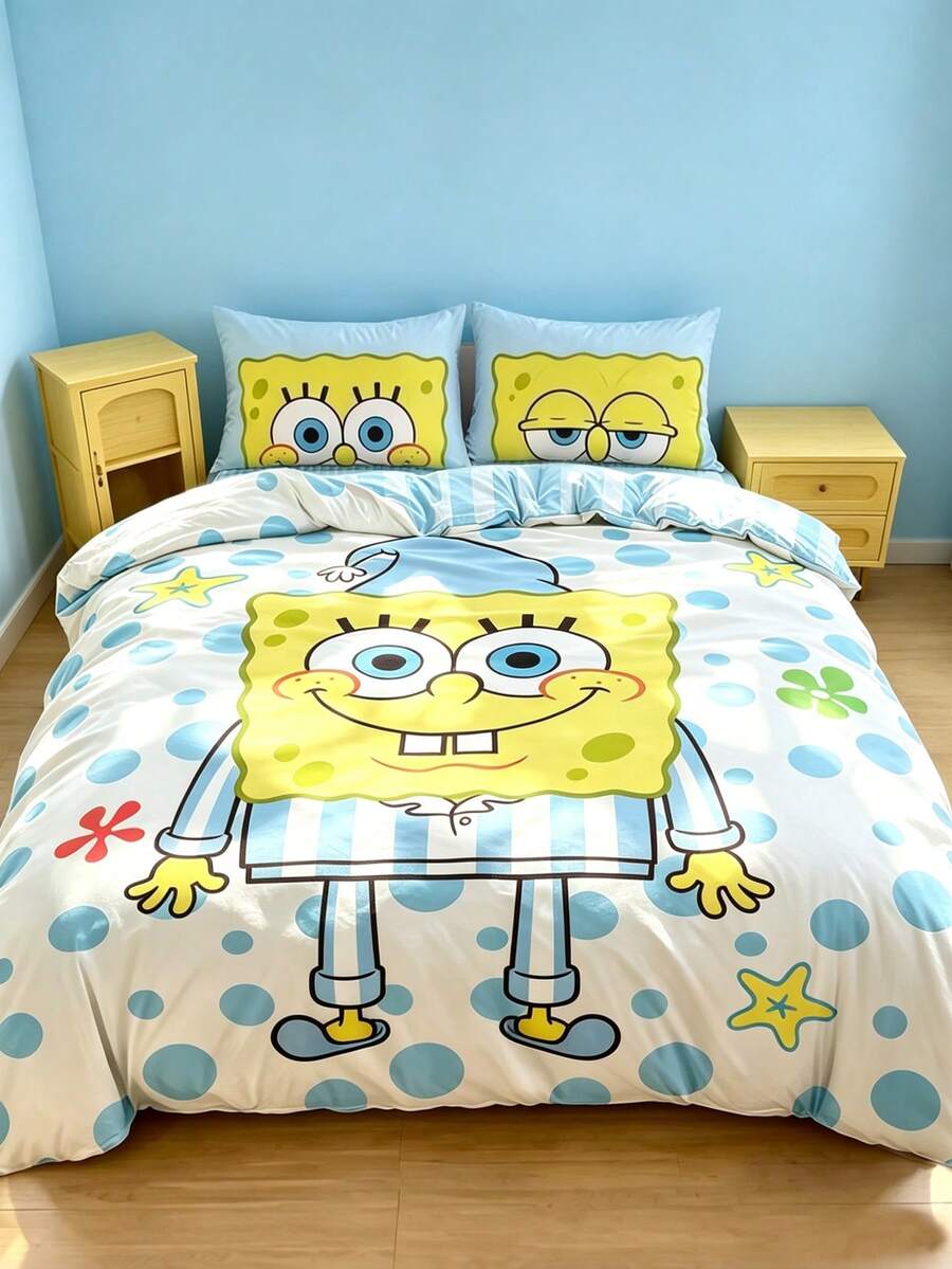 SpongeBob SquarePants Set posteljine od 3 komada, mekan i topao brušeni materijal