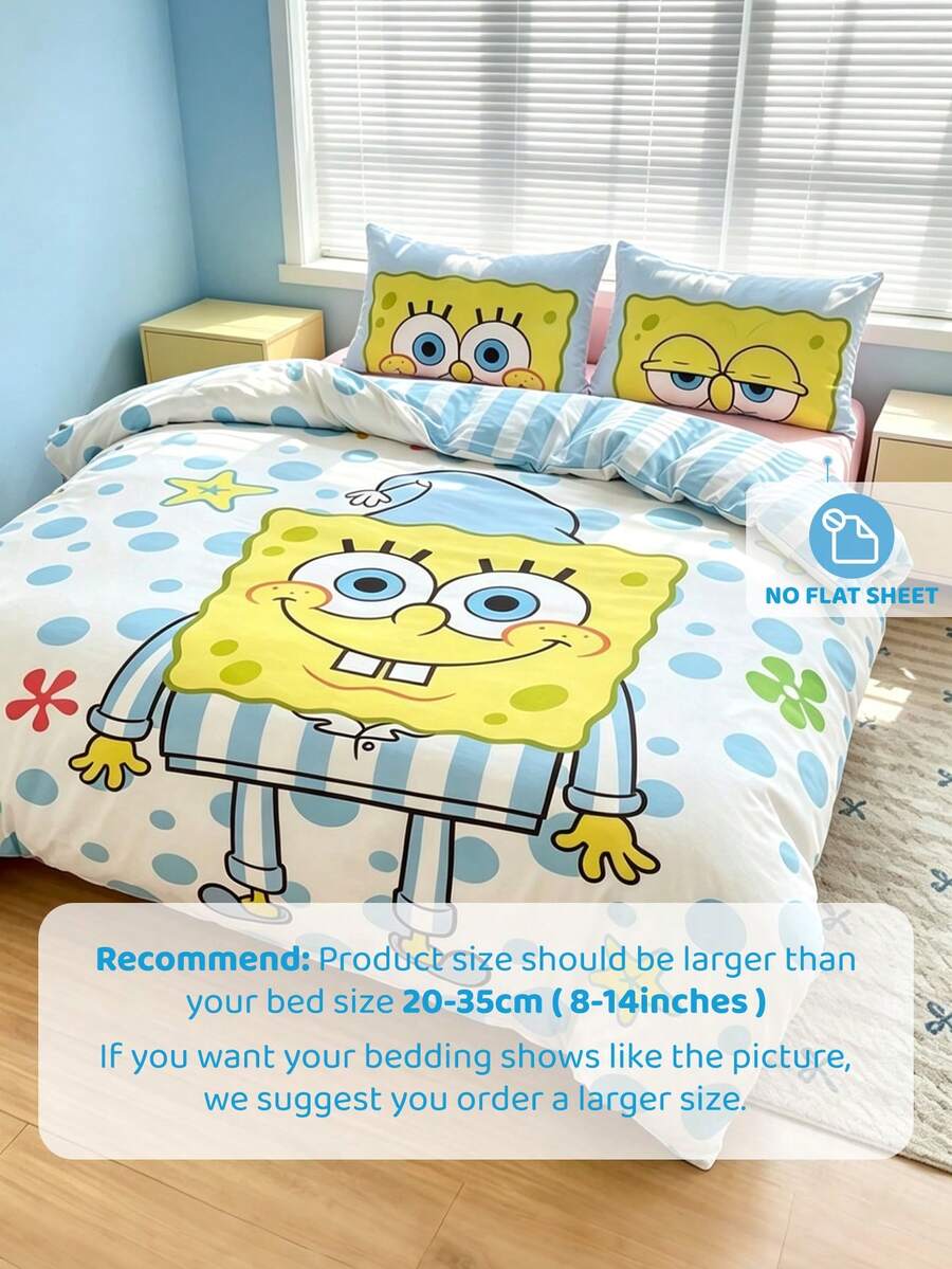 SpongeBob SquarePants Set posteljine od 3 komada, mekan i topao brušeni materijal